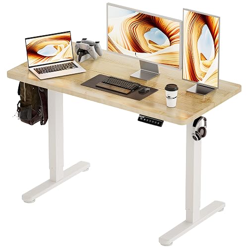 BIZUM Standing Desk Electric Adjustable Computer Desk-Stand up Desk Office Gaming Home Office Memory Desks 48x24 inches Maple