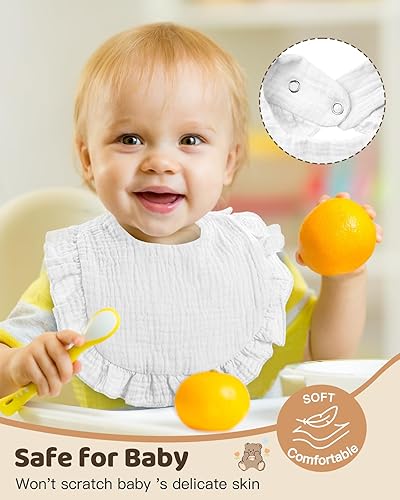 Miniatura 2 de Lictin Juego de 8 baberos de muselina para bebé - Baberos tipo bandana para babeo y dentición, de algodón unisex