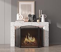 Vista 6 de Lizh Metalwork - Pantalla de chimenea de hierro forjado de 3 paneles, 48 pulgadas de largo x 29 pulgadas de alto, protector de chispas con diseño