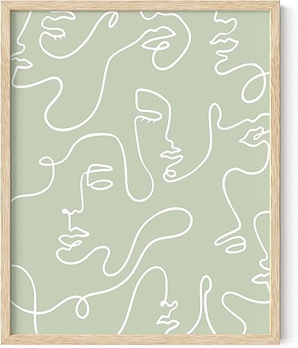 HAUS AND HUES Decoración de pared verde salvia, pósteres estéticos verdes para dormitorio, arte de habitación verde oscuro, decoración de pared de