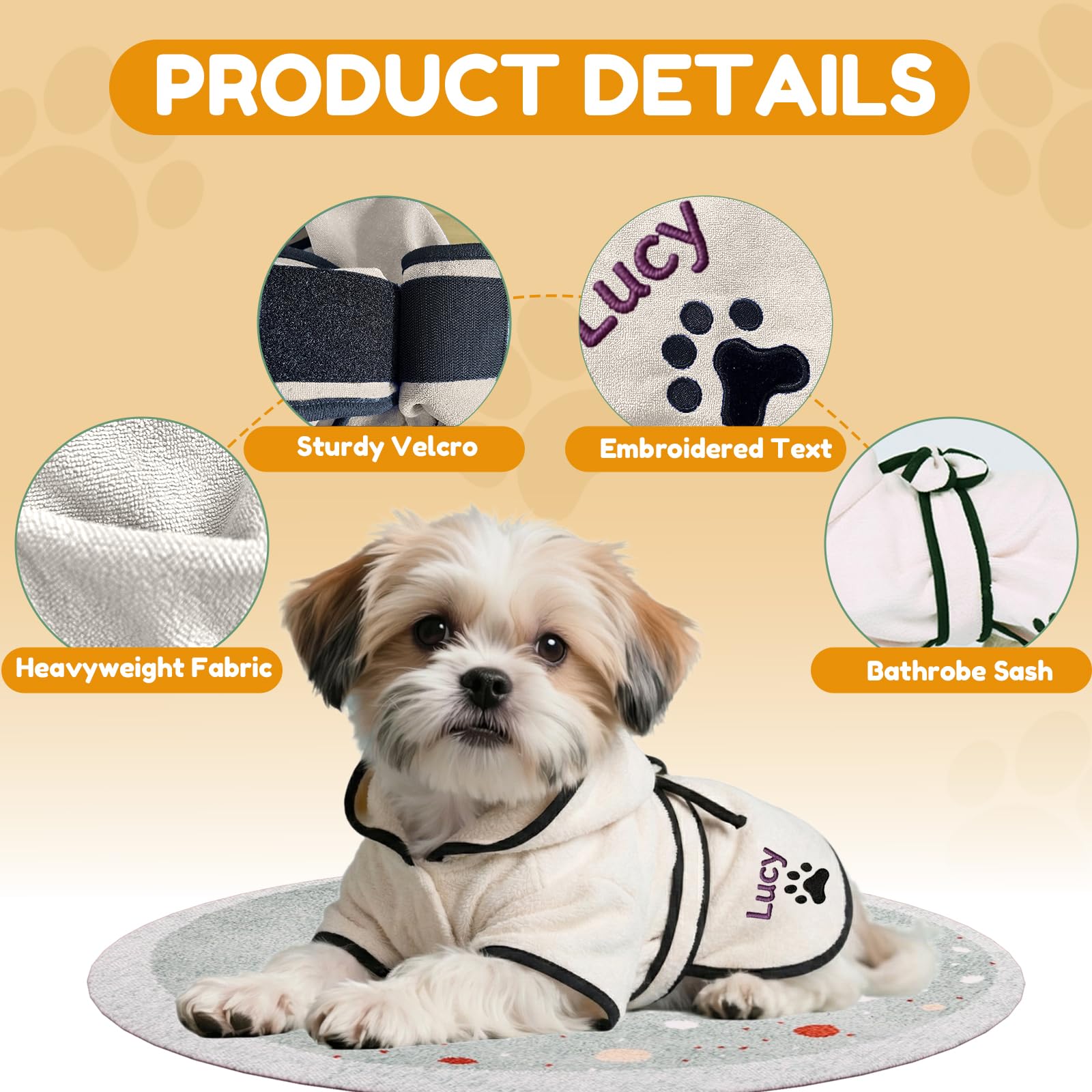 Personalizzazione Accappatoio Cane, Nomi Di Animali Domestici Ricamabili, Accappatoio Per Cani Adatto A Tutti I Cani E Gatti, Animale Domestico (Rosa)