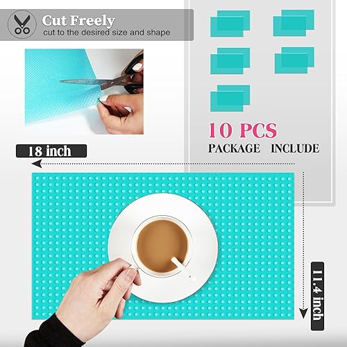 Miniatura 2 de 10 piezas de revestimientos para refrigerador, alfombrillas lavables para estantes de nevera, almohadillas para refrigerador para armario, gabinete,