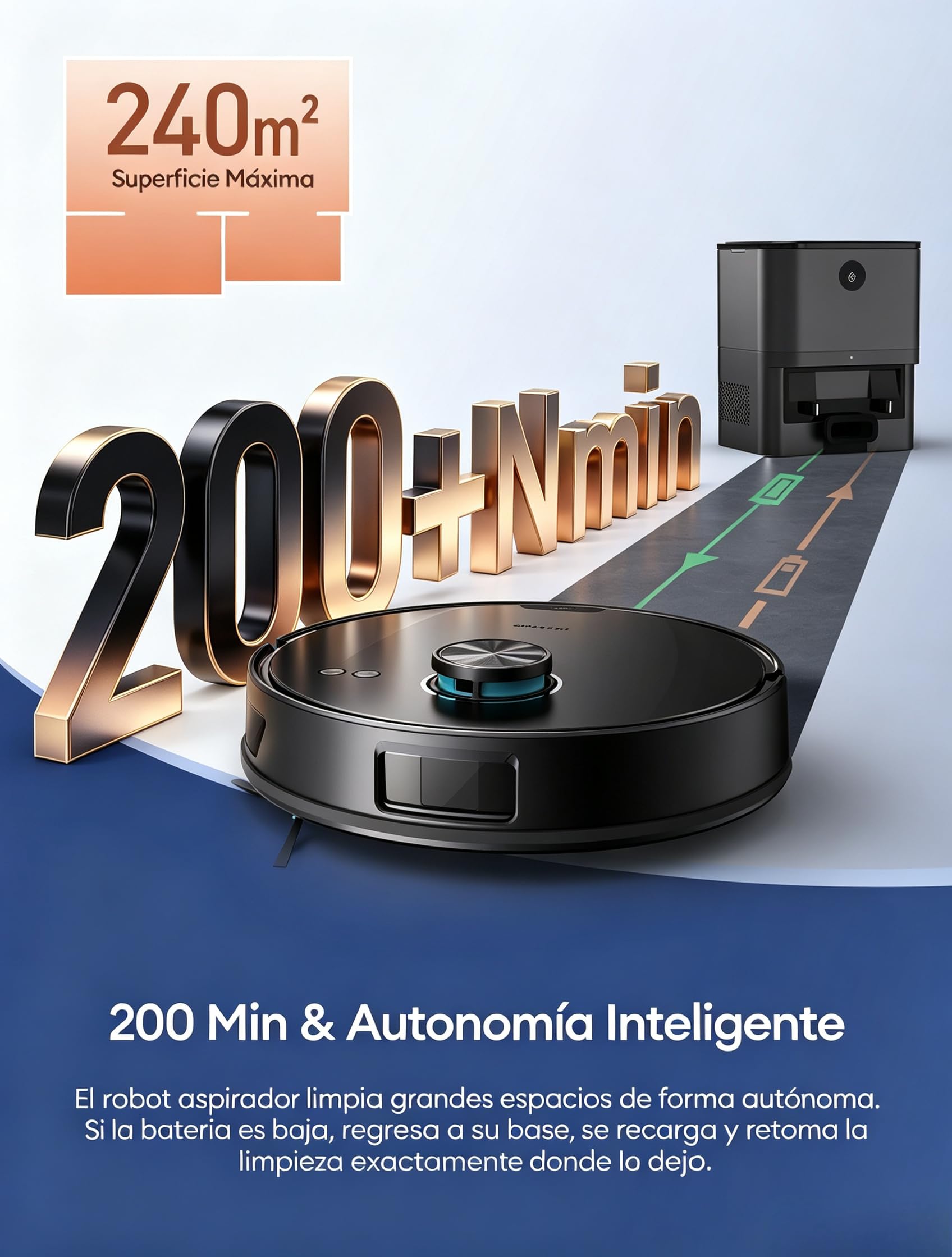 Ultenic Robot Aspirador y Fregasuelos Autovaciado con Líquido Limpiador: Láser LiDAR Lineal, Evitación Mejorada, 10000 Pa, Refuerzo en Alfombras, App y Voz, para Apartamentos y Familias con Mascotas