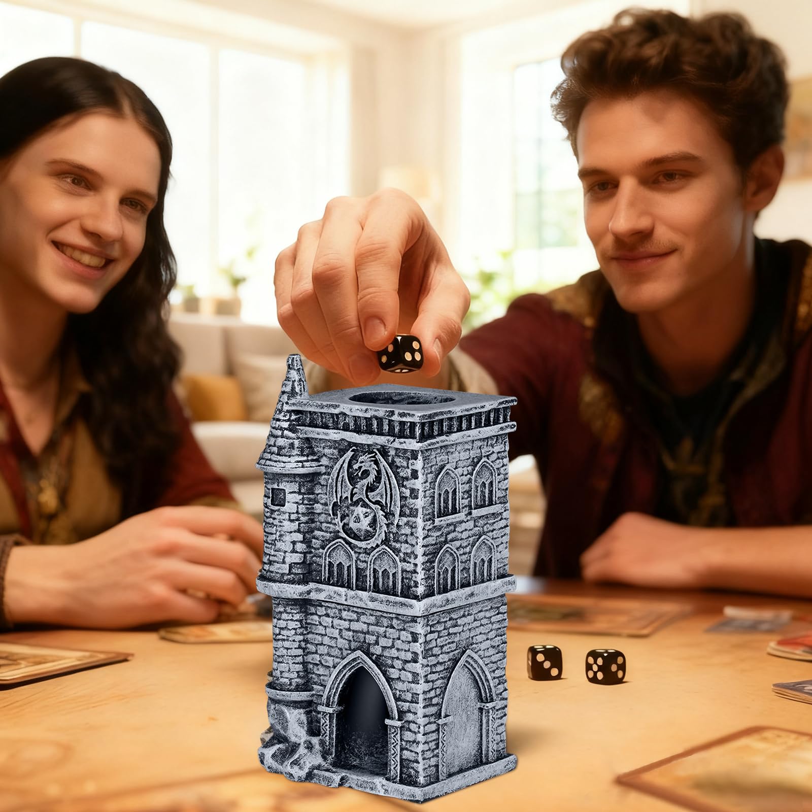 CheurYae Castle Dice Tower,Resin Dice Rolling Tower,Dragon Dice Tower Portable,Dice Tower for DnD RPG,Gifts for Player (Dice Not Included) - Image 3