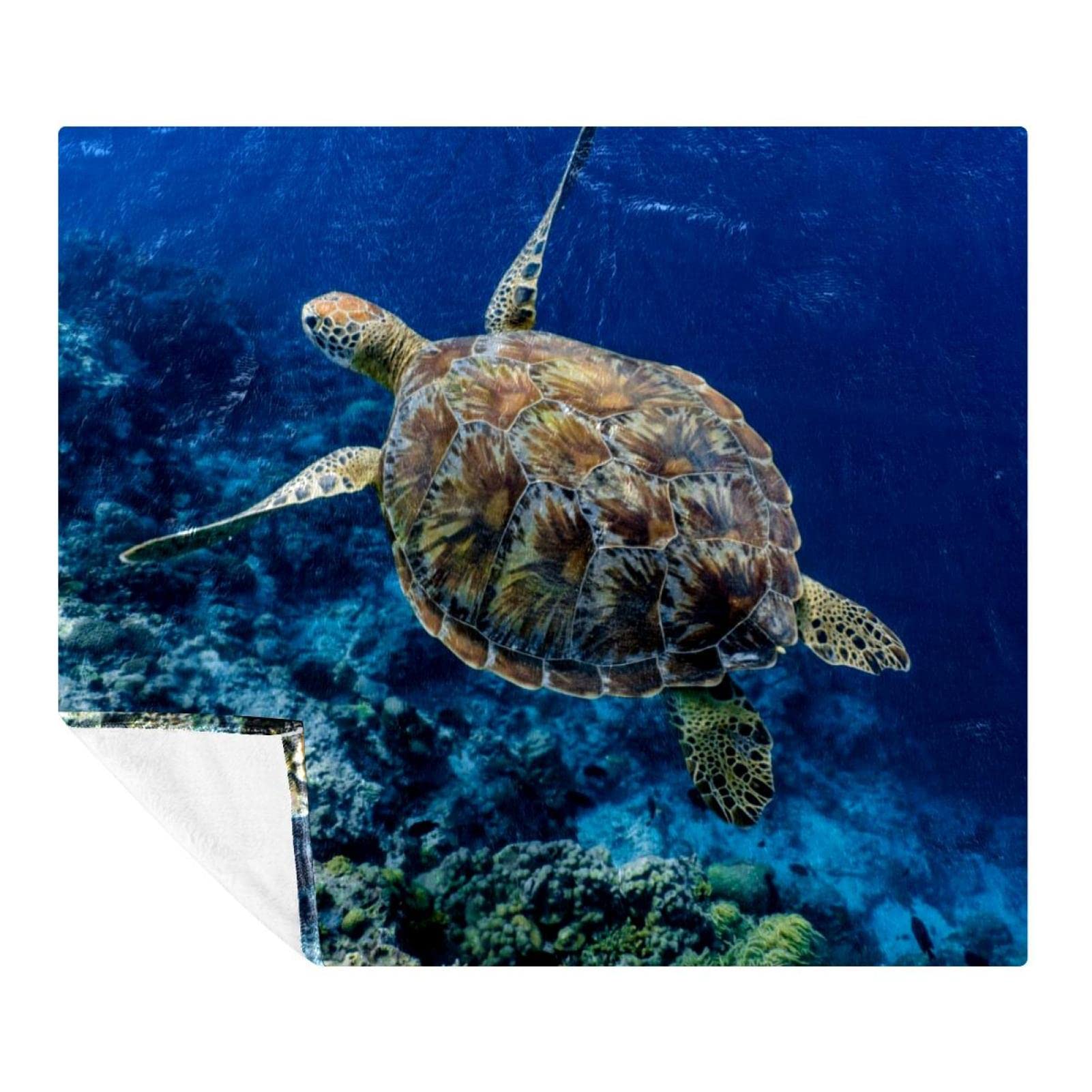Plaid tortue de mer en microfibre légère pour vos soirées cocooning et voyages en famille