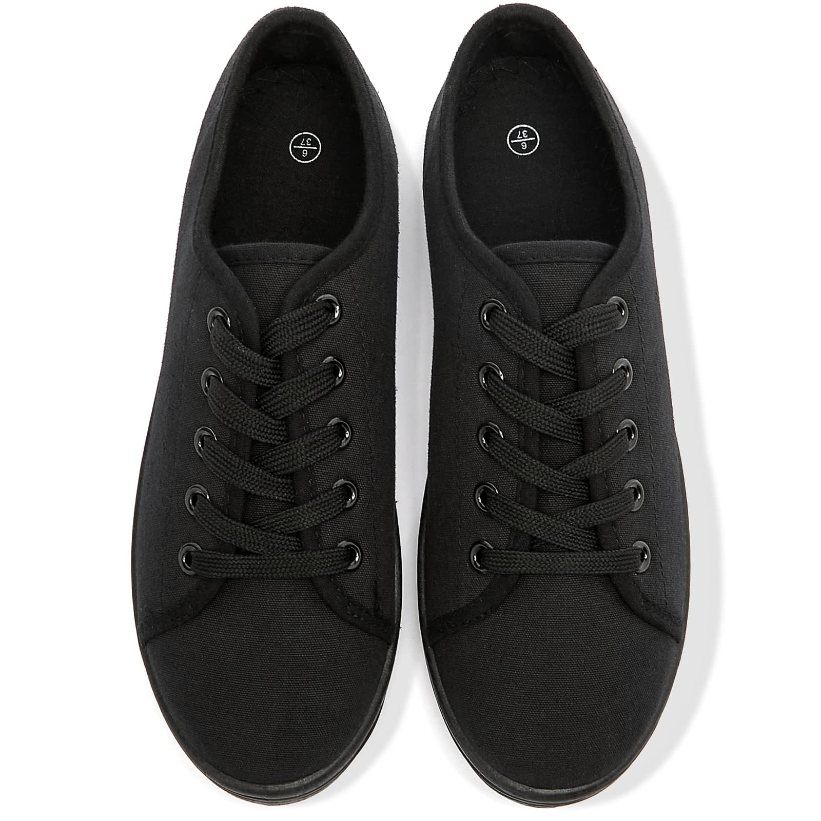 ShupuaWomen's Casual Canvas Sneakers, White, Lace Up Flats