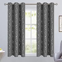 Vista 261 de BGment Room Darkening Curtains 95 Inches Long, Grommet Thermal Insulated Blackout Curtains with Wave Line and Dots Printed for Bedroom, 2 Panels