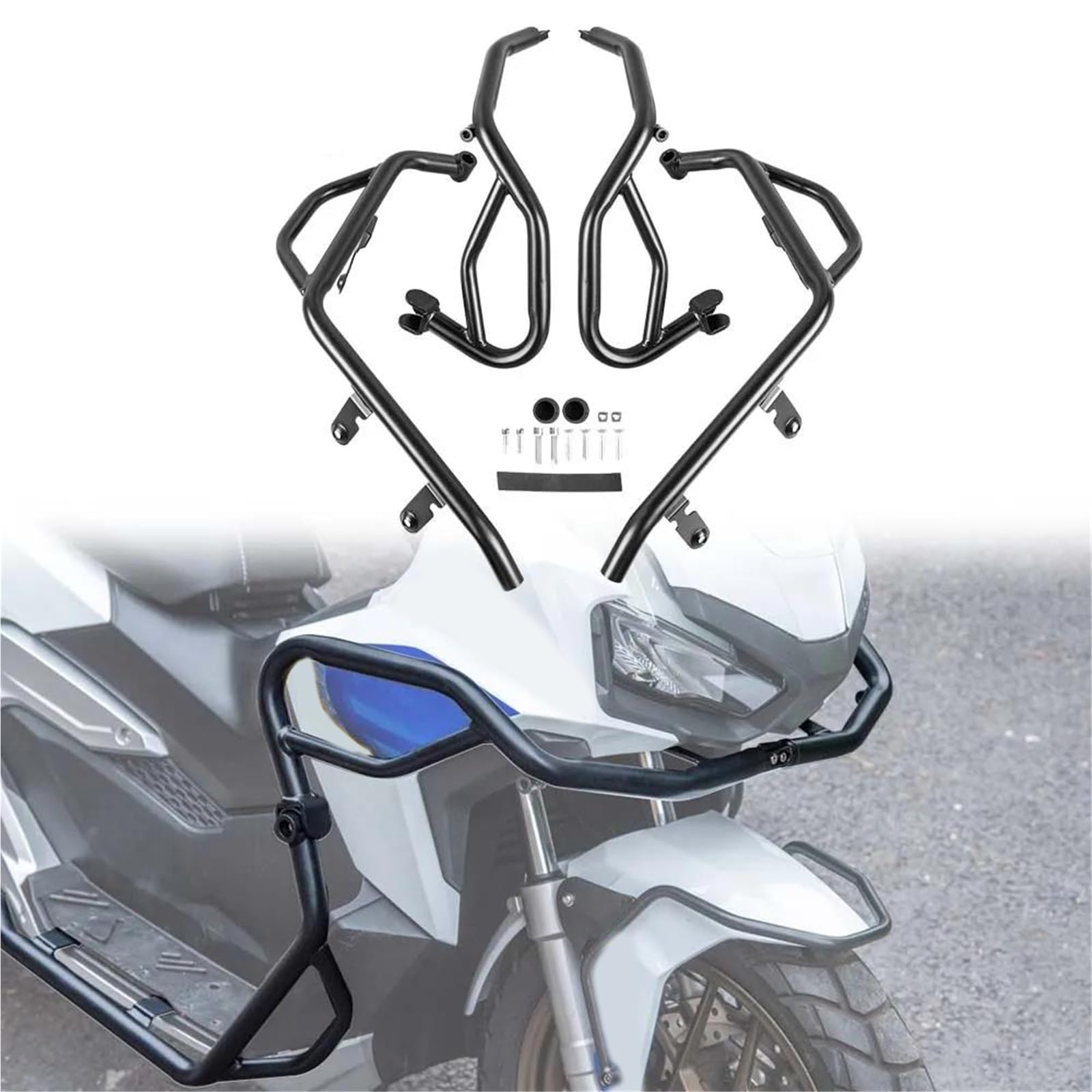 Pare-choc supérieur et inférieur moto ADV160 2023-2024 avec crash bar et protection moteur