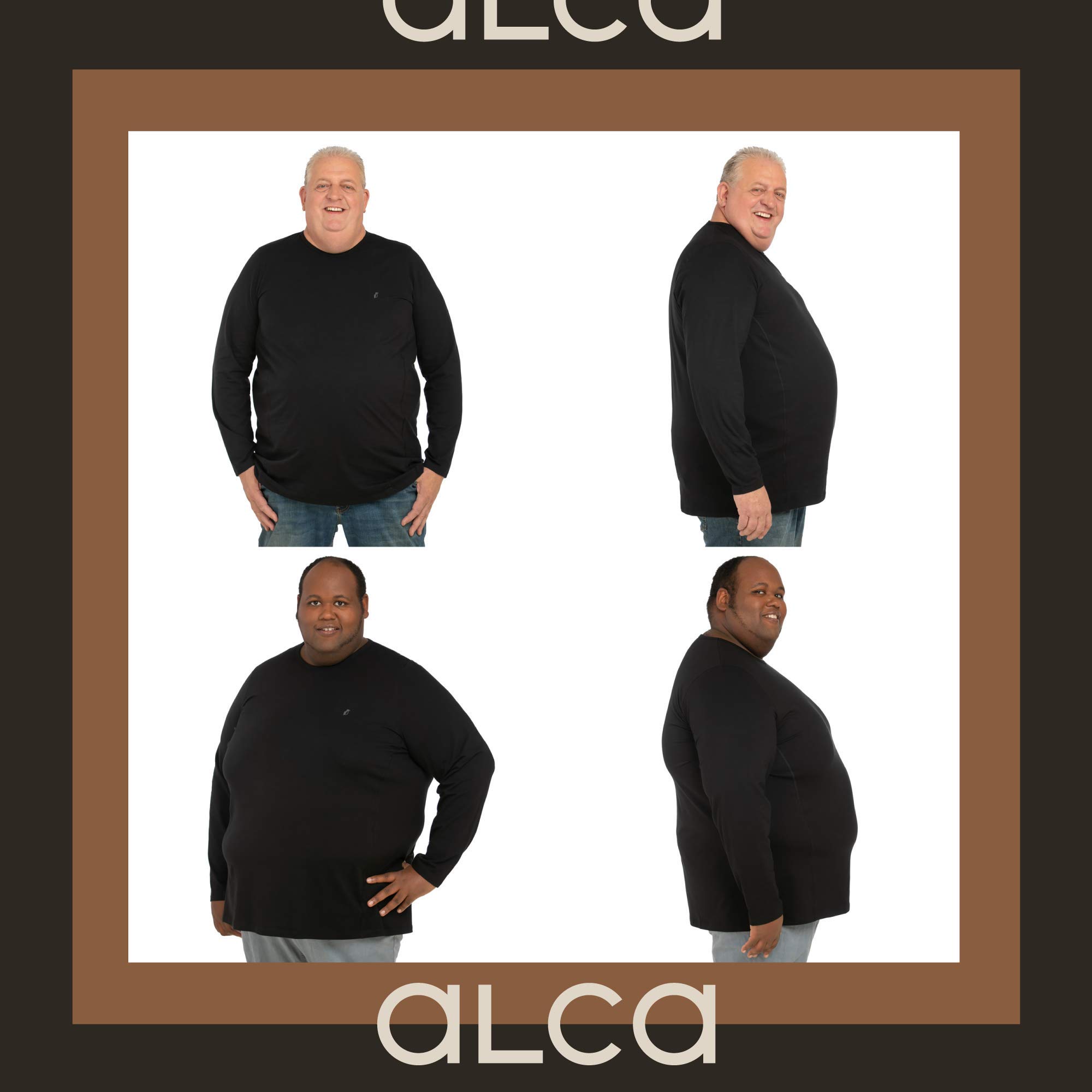 Alca - T-Shirt Manica Lunga per Uomini con Taglie Forti dalla 2XL alla 8XL. T-Shirt Manica Lunga da Uomo. Tee Maglietta a Maniche Lunghe Uomo.