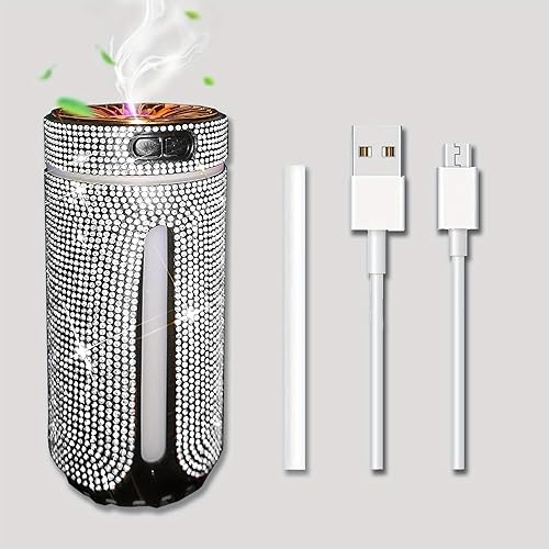 Humidificador de coche con diamantes de imitación, humidificador USB de aceite esencial para coche, humidificador de aromaterapia, portátil, mini