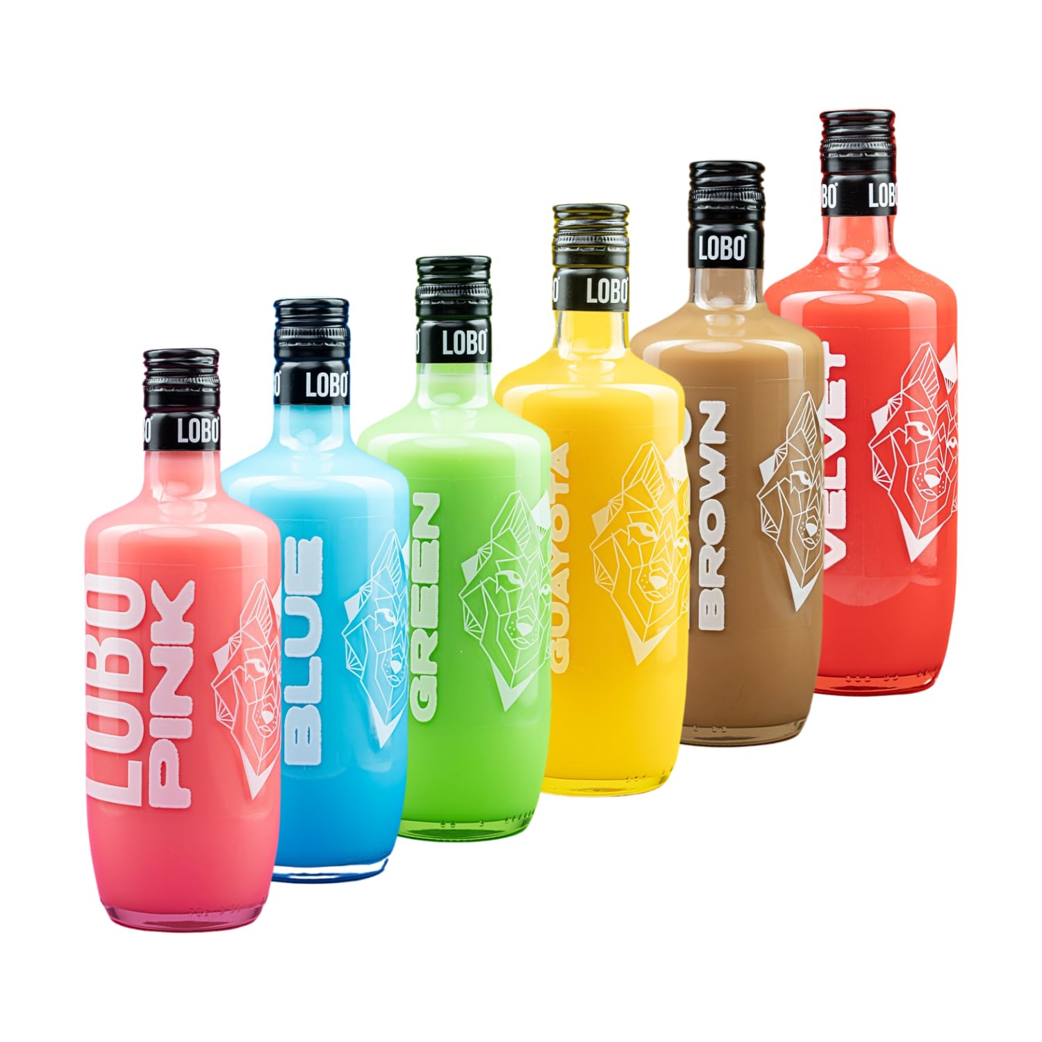 Ser Lobo - Pack Mix 6 Sabores | Licor crema con carácter libre, salvaje y arriesgado I Incluye Lobo Pink, Lobo Blue, Lobo Green, Lobo Guayota, Lobo Brown y Lobo Velvet | 15% I 0,7 L