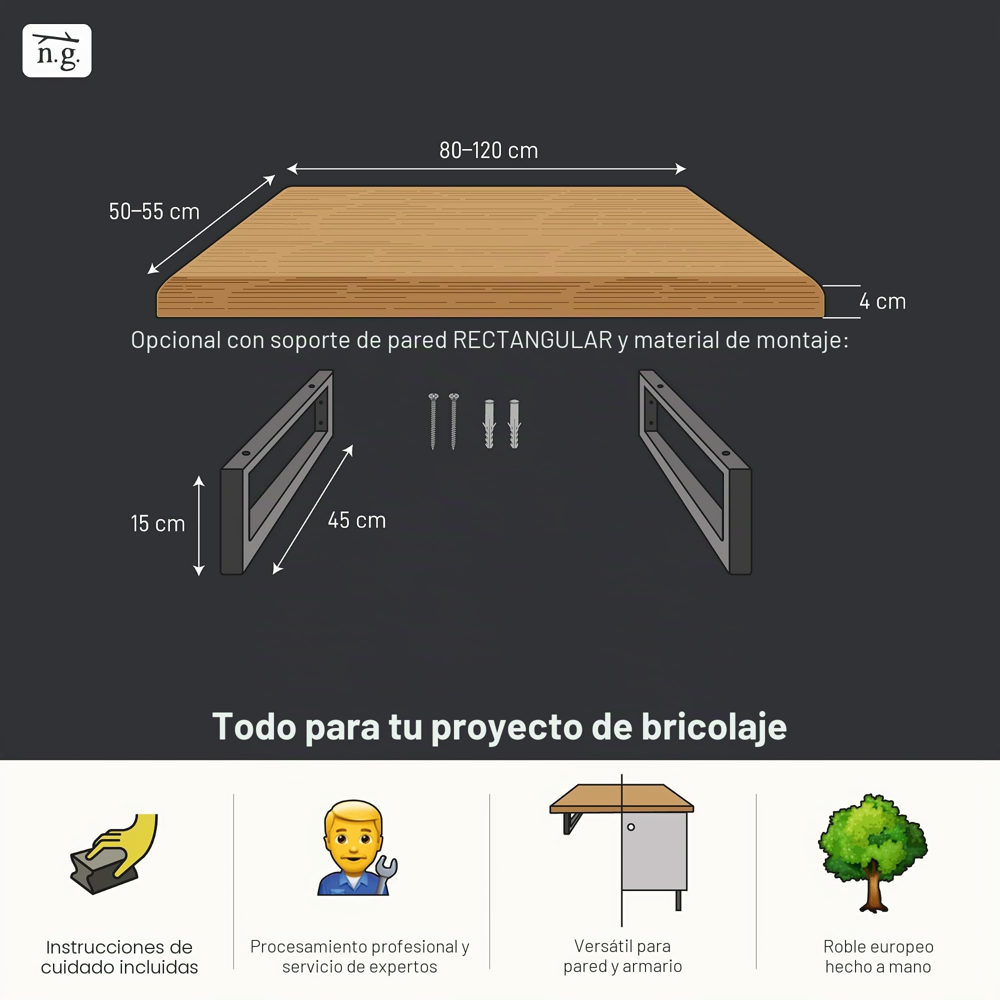 Natural Goods Berlin 1x Lavabo Oak, Madera Maciza de Roble, Lavabo sobre encimera para baño, tablón de Madera auténtica, Borde Natural, Montaje en Pared, Bricolaje (100 x 50cm)