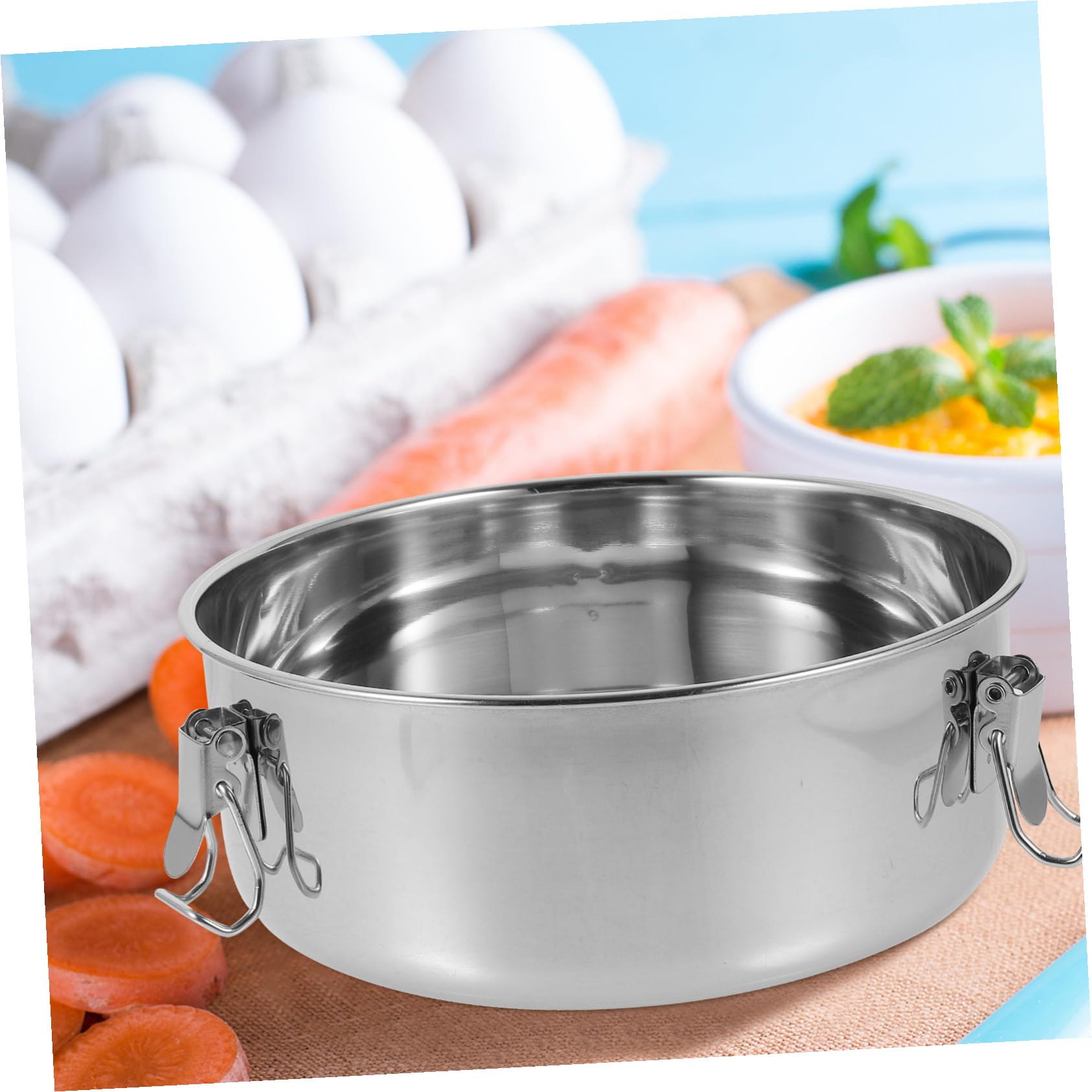 COLLBATH Molde para Flan con Tapa y Asa, Olla Vaporera de Acero Inoxidable para Cocinar al Vapor, Adecuado para Flanes, Pudines, Quiches y Mariscos en Cocina Doméstica