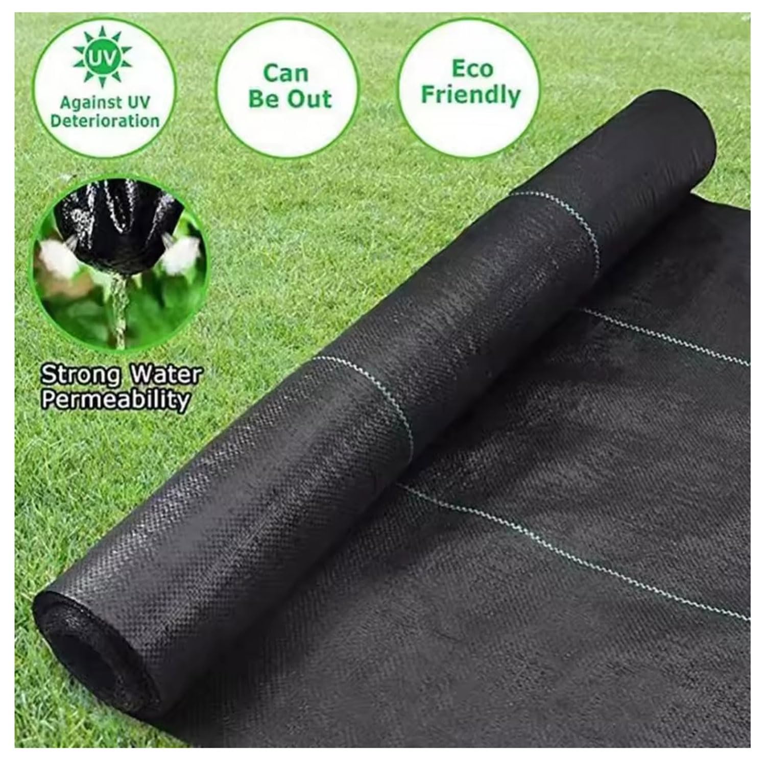DIWAL Telo Pacciamatura Rotolo Telo Pacciamante Barriera Erbacce Geotessile UV Resistente Copertura Terreno per Giardino, Orto, Terrazze, Vialetti, Aiuole, Esterni, Paesaggistica(1m x 50m)
