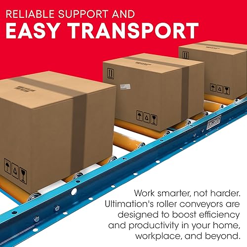 Miniatura 25 de Ultimation Soporte de rodillo ligero con altura ajustable y rodillos transportadores de acero, acero galvanizado de 12 pulgadas x 3 pies, ideal