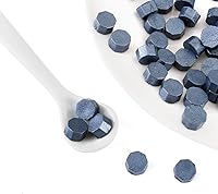 Vista 4 de Yoption - Cuentas de cera de sellado Darkishblue, 210 cuentas octágonas con velas y cuchara de fusión para tarjetas de felicitación de boda, regalo