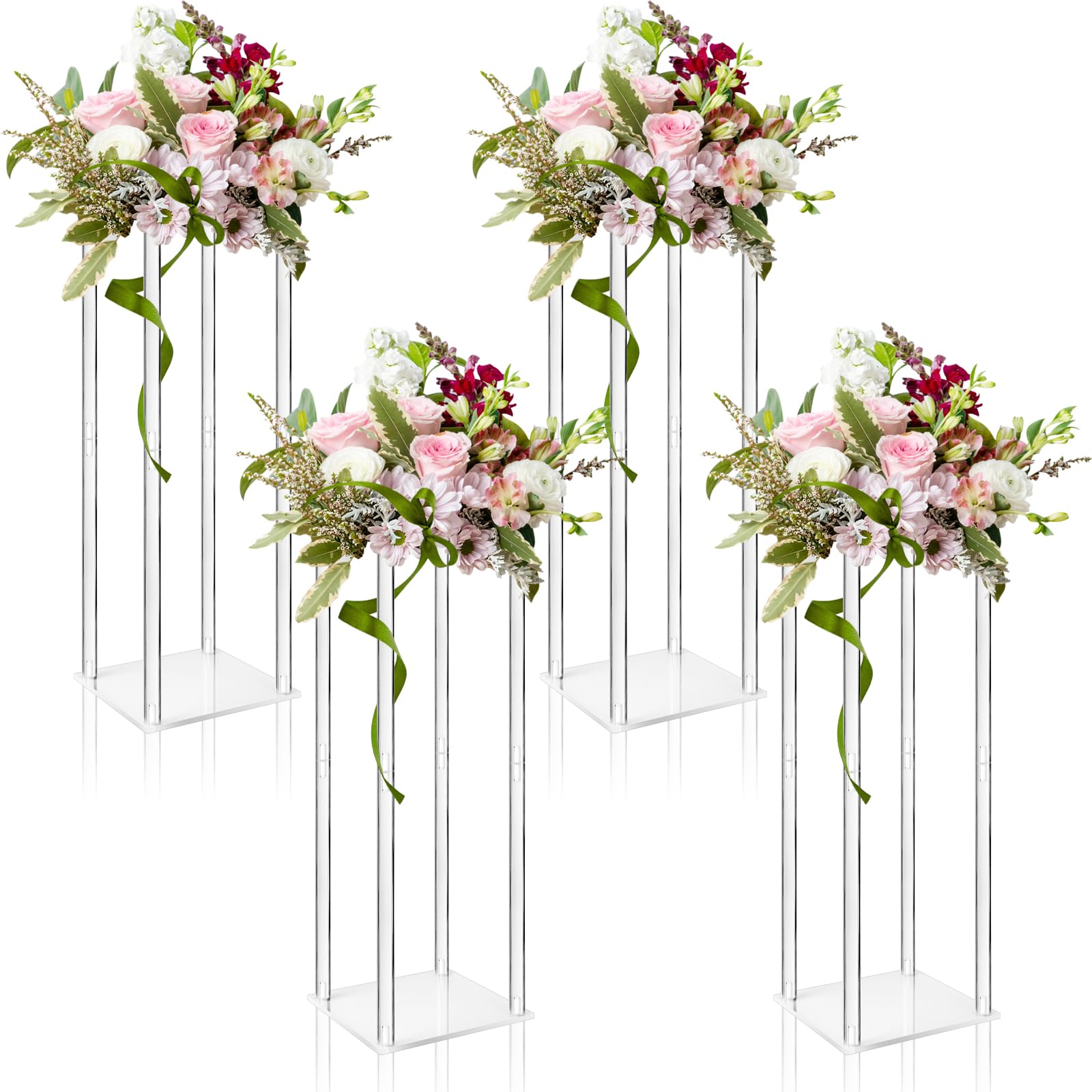 Vases transparents en acrylique support de fleurs de 50,8 cm pour centre de table