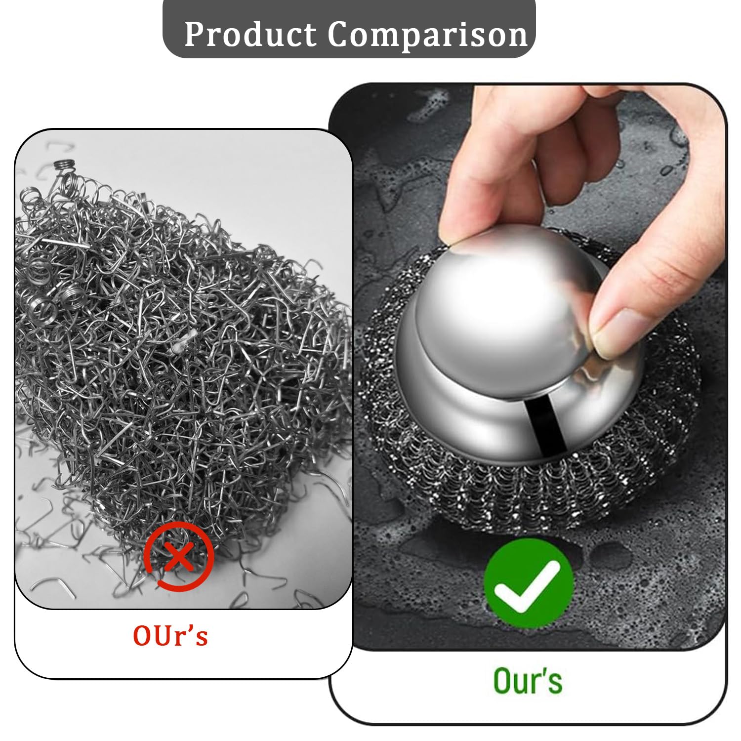 Steel Wool Scrubber, Stainless Steel Scourers With Handle, Stainless Steel Wool Scrubber Handle - Image 4