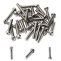 Vista 212 de MroMax 30 tornillos de máquina Phillips de cabeza plana M2 x 0.197 in, acero inoxidable 304 18-8, rosca completa, tornillos de cabeza cruzada gris