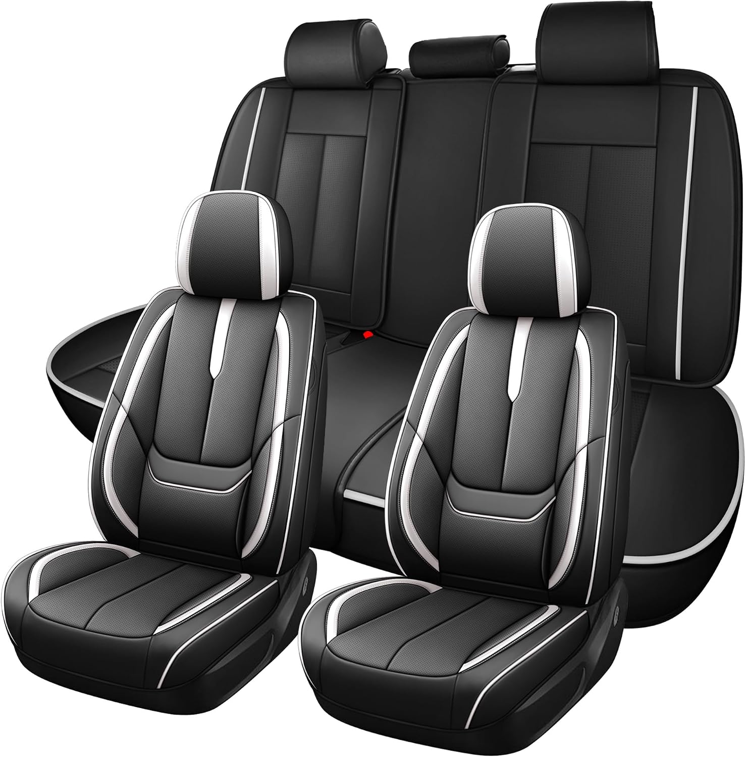 YuCen Car Seat Covers Fit for Toyota RAV4 2019-2026 Waterproof Breathable Leather Seat Protector, Airbag-Compatibile Easy to Install&Clean Durable Auto Interior(5 Seats, Black&White, Standrad)