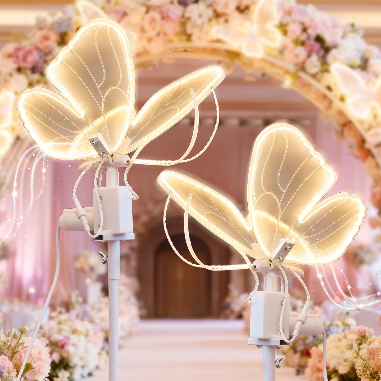 Lampadaire de mariage papillon LED électrique et support réglable - 8