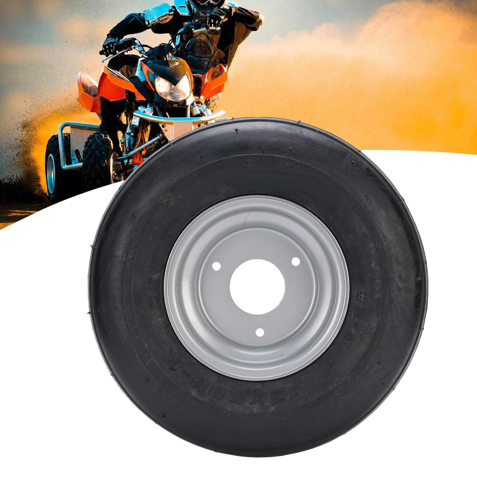 Luocute Opona ATV 13x5,00 6, Antypoślizgowa Opona Bezdętkowa Terenowa z 3-śrubową obręczą, do Gokart Minibike Quad Pojazd Terenowy Kosiarka Polowa UTV (SILVER)