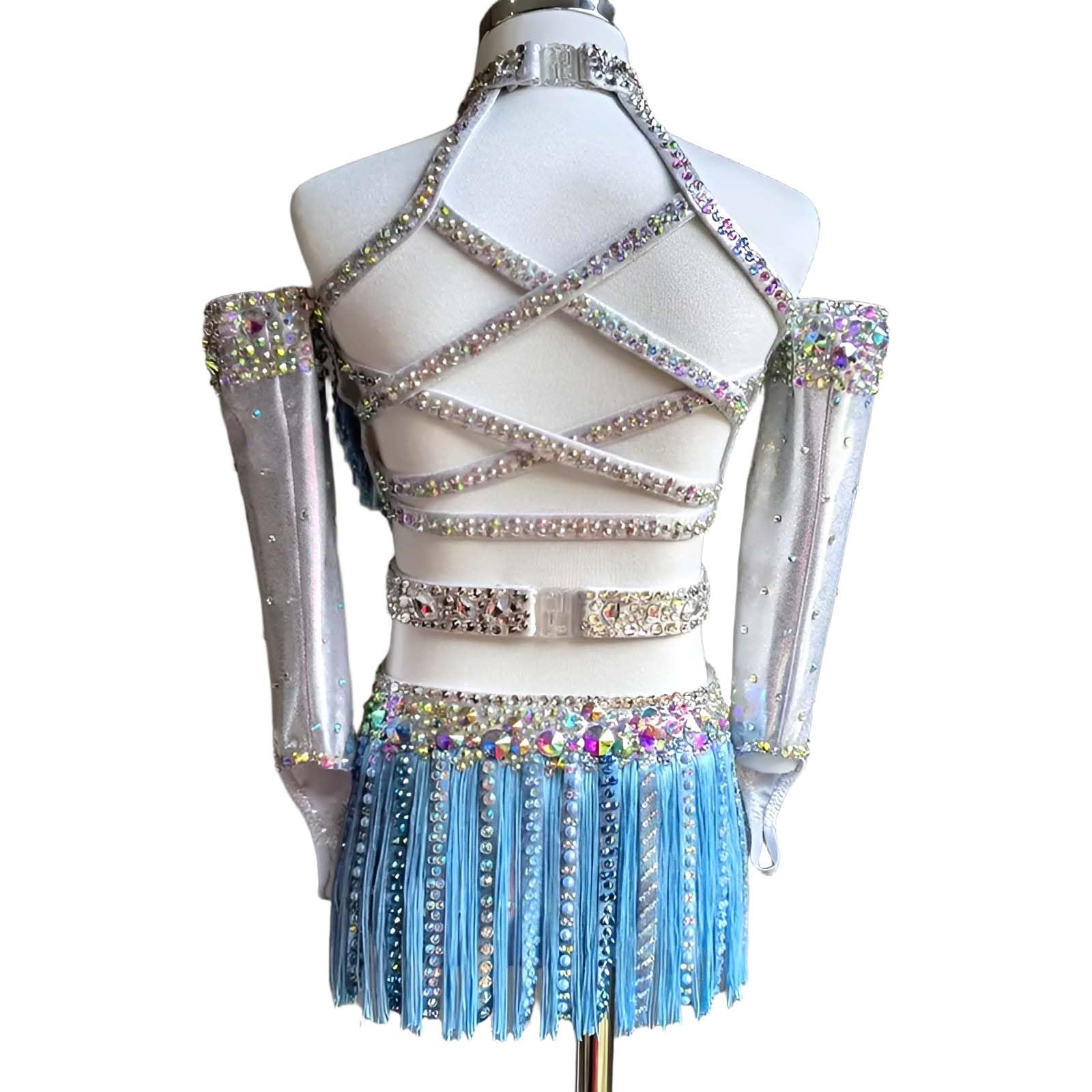 Strój do Tańca Lirycznego Damski Spandex Cyrkonie Frędzle na Zawody