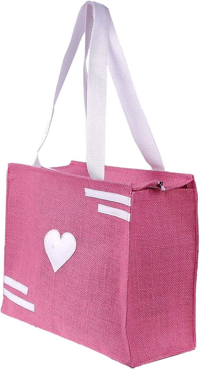 FOONTYFOONTY Daily Use Women Jute Lunch Bags(Pink,FFFWB6003)