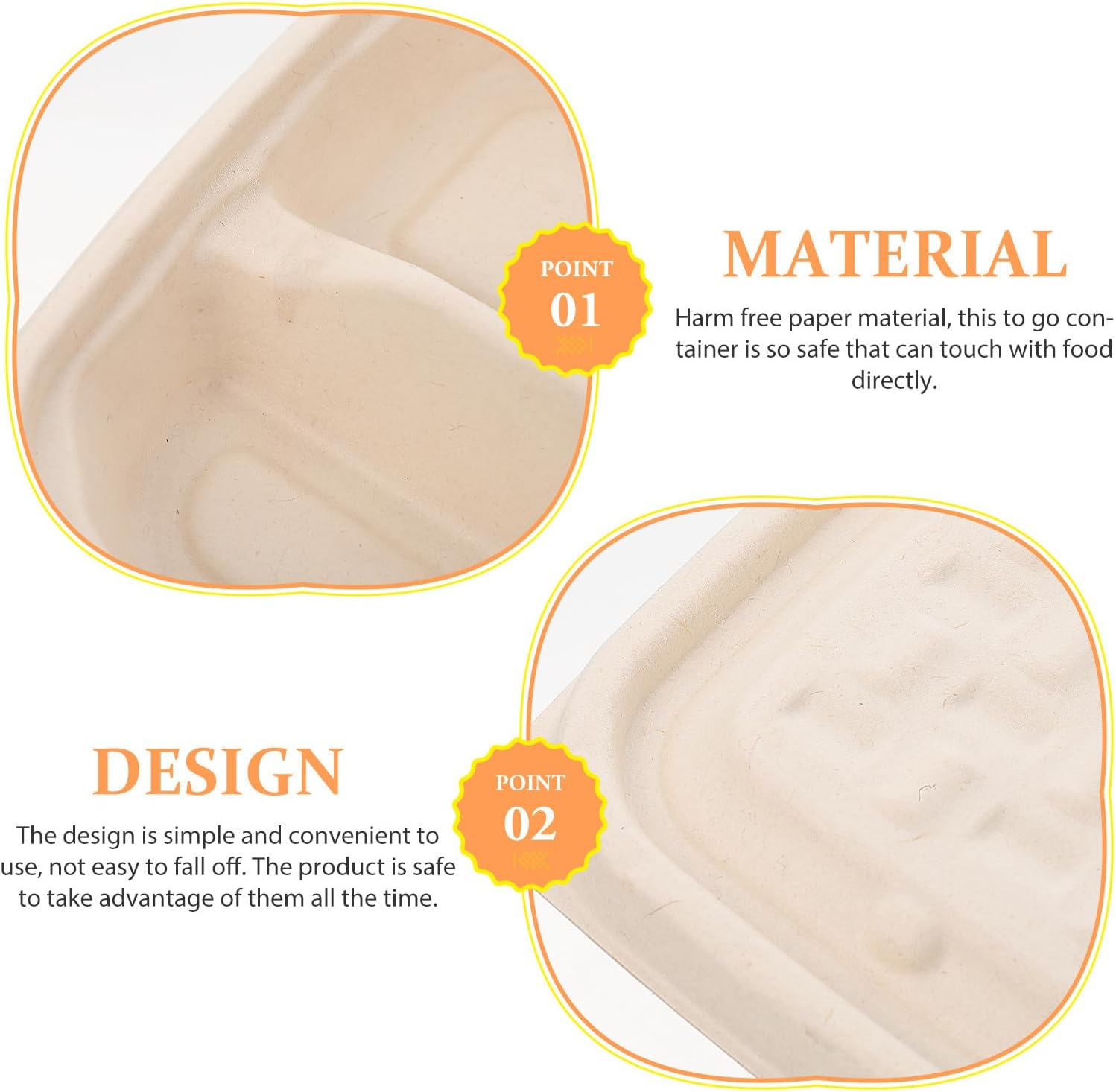 minkissy Disposable Divided Food Containers 10pcs Kraft Paper Bento Boxes with Lid, Biodegradable Take out Containers for Meal Prep and Lunch Packing