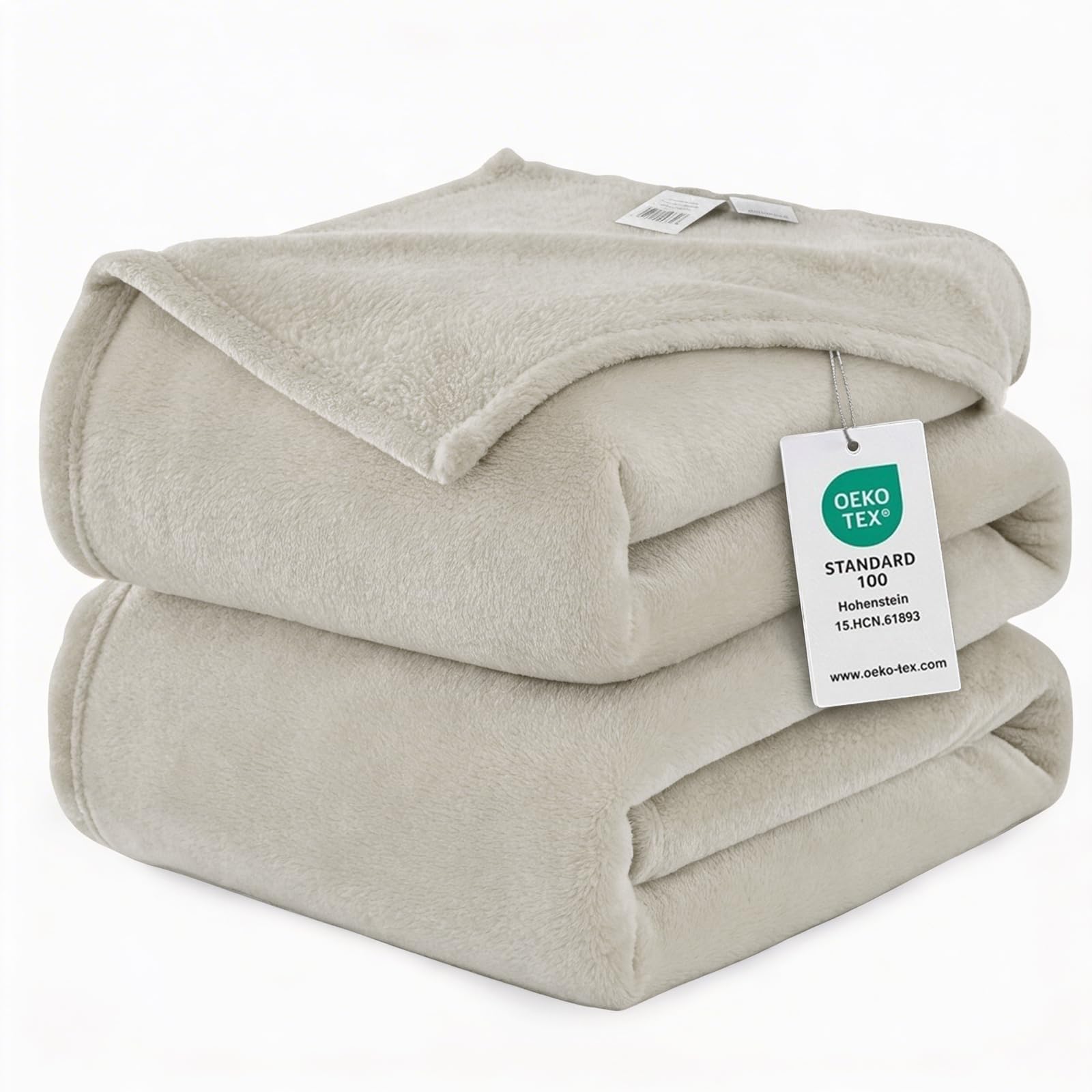 WAVVE Manta Franela para Cama 135/150, Manta Grande para Sofá 220x240 cm, Sobrecama Suave, Cálida, Transpirable (240x220 cm, Beige)