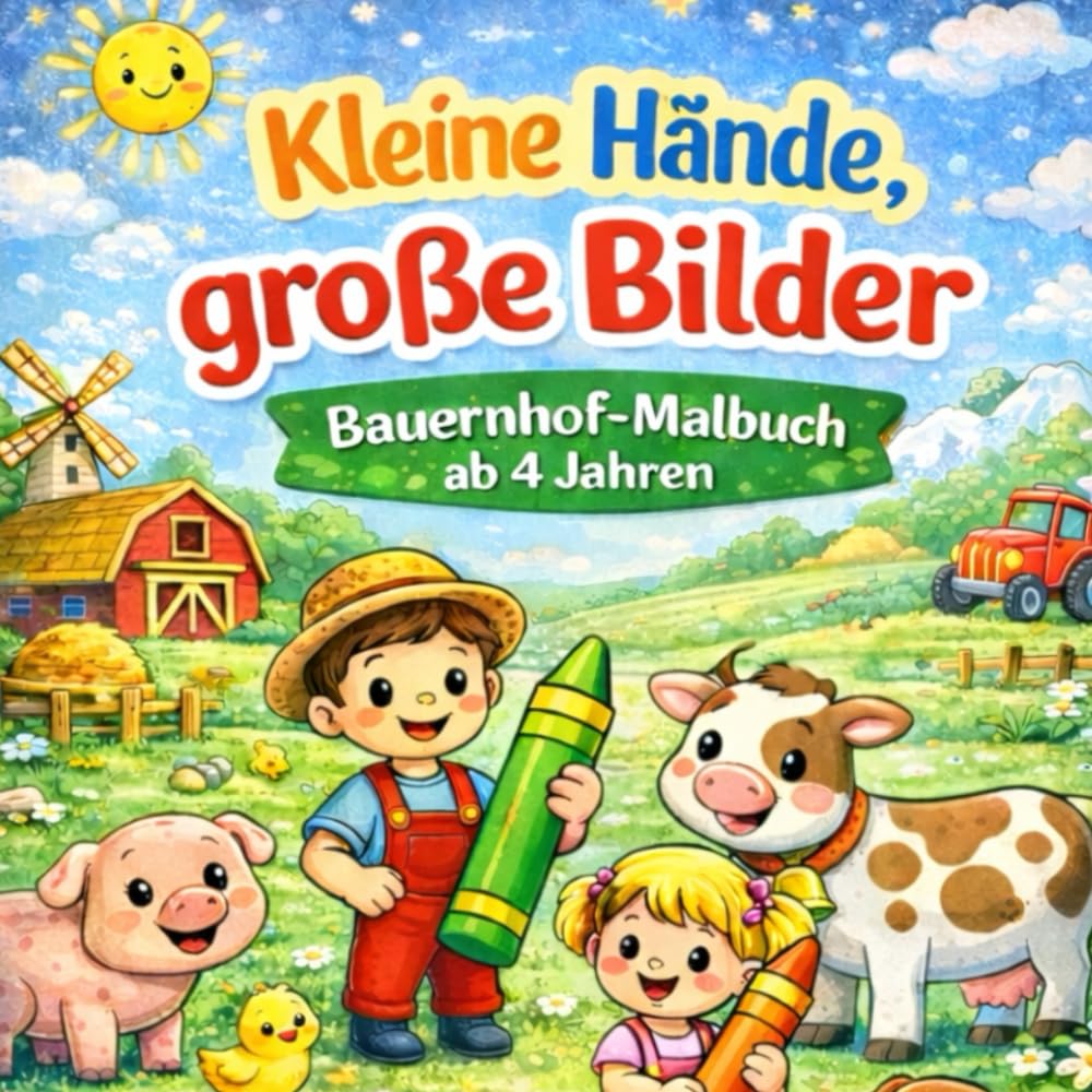 Bauernhof-Malbuch für Kinder ab 4 Jahren: Große Bilder zum Ausmalen für kleine Hände (Kleine Hände, große Bilder)