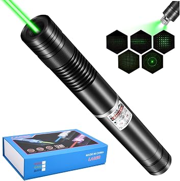 Rechargeable Green Laser Pointer High Power with 5 Pcs Star Cap, Long Range Laser Pointer Pen High Power for Astronomy, Architecture, Outdoor Adventures
