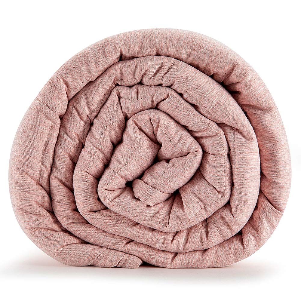 ARDOUR VAN ZZZNEST Weighted Blanket (48"x72", 12 lbs), Heavy Blanket Box-Packed, Premium Soft Peach Skin Velvet Fabric and Micro Glass Beads, Light Pink