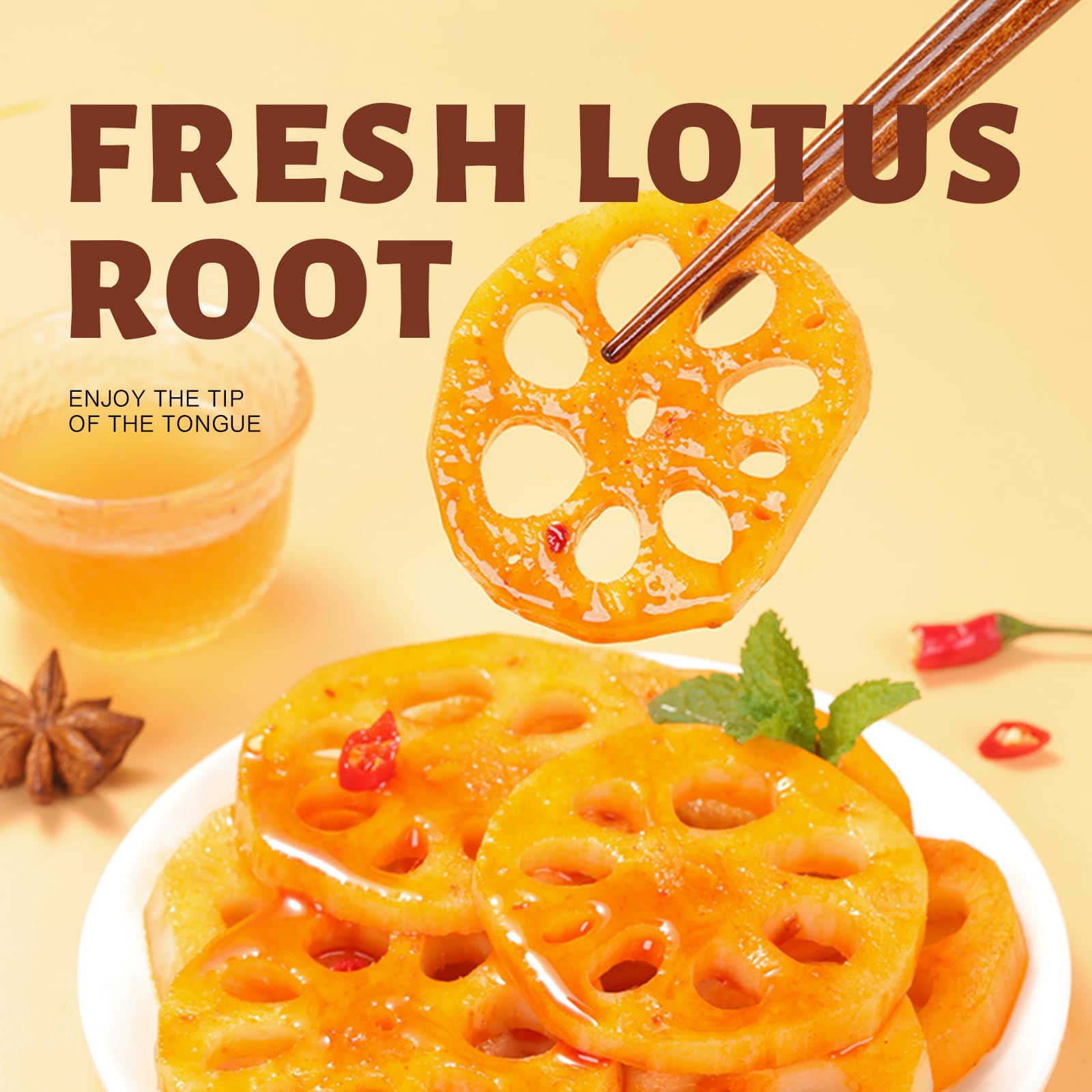 Spicy Lotus Root Slices, Instant Pickles, Waxed Vegetables, Spicy Strips, Casual Food, Tasty Side Dishes, Seasoned Dishes Instant Pouches, Spicy Vegetables, (20 Pouches)