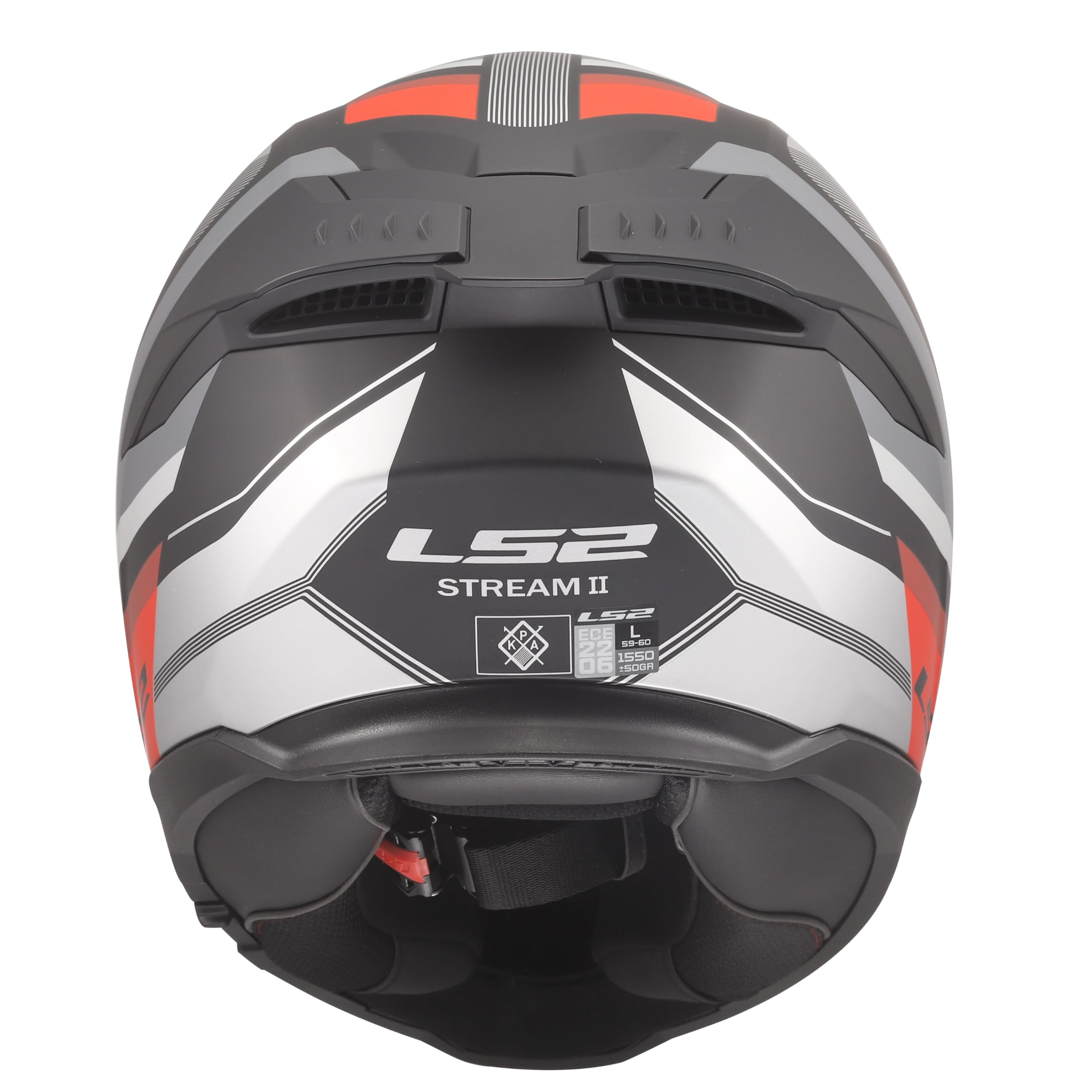 LS2 Helmet Casco Integral KPA FF808 Stream II Vintage Negro Rojo y Plata 22.06 (L 59/60)