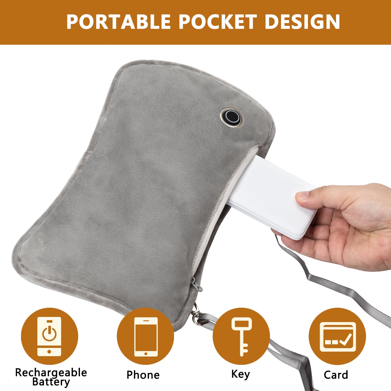 Scaldamani Ricaricabile 10000mAh Guanti Riscaldati Elettrici Power Bank Portatile Grafene Scaldamani 3 Tier Pouch Double Sided Riscaldamento per Caccia Campeggio Golf per