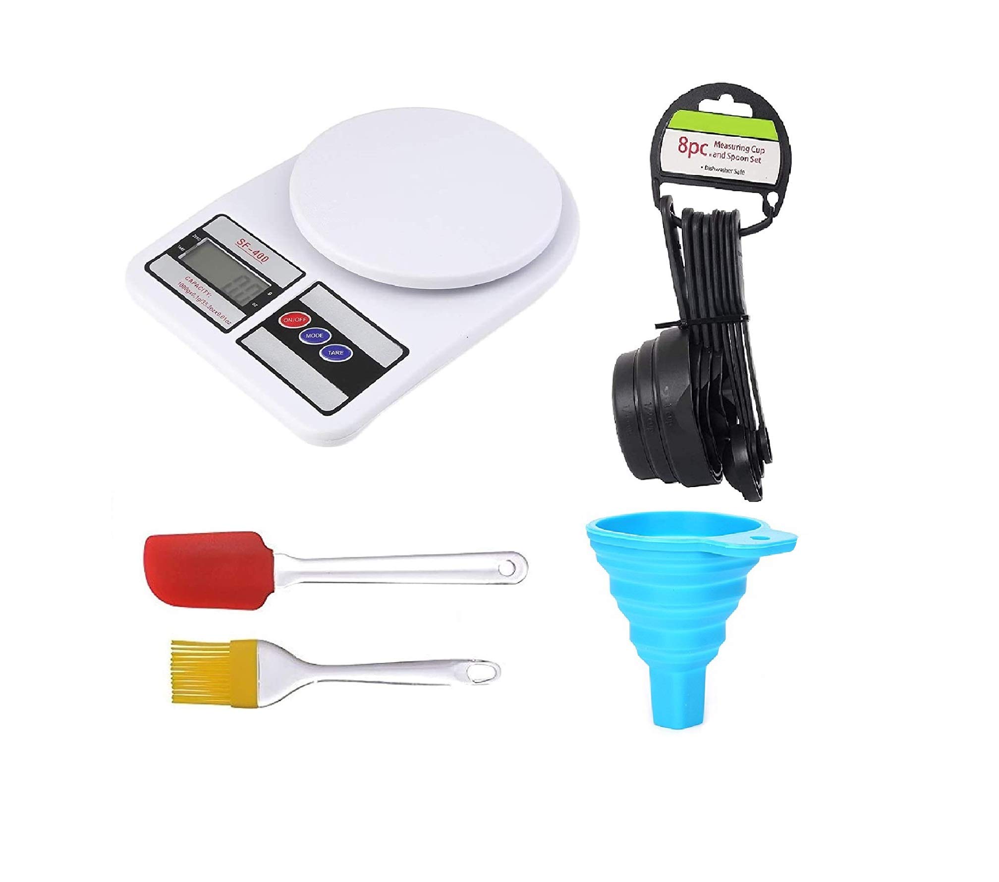 VASTU CREATION Electronic Kitchen Digital Weighing Scale 10 Kg, 8Pcs Black Measuring Cups and Spoons Set, Silicone Series Spatula and Oiil Brush Set (Multicolor)-image-27
