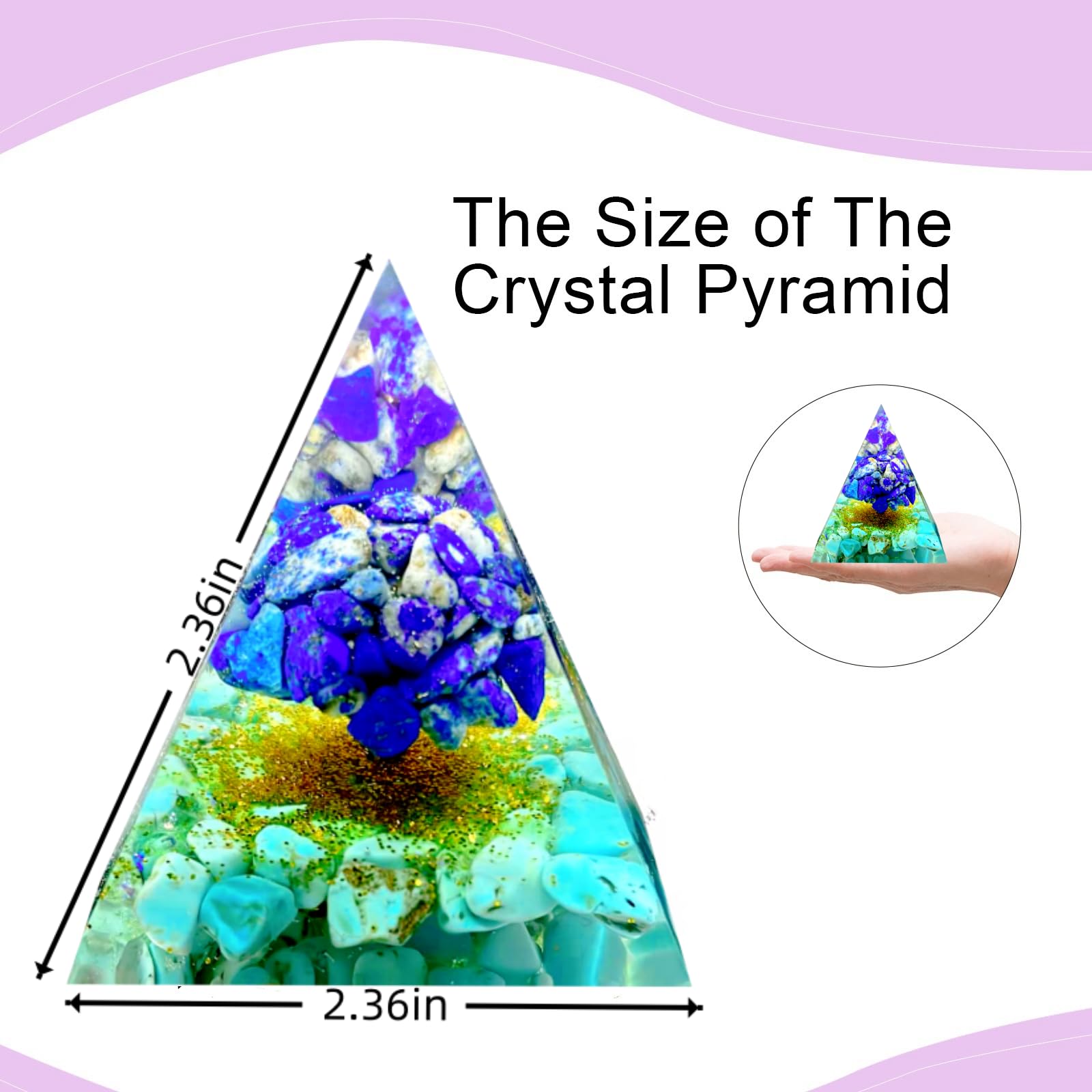 Bijoux de cristal Arbre de vie Pyramide d'Ogoni,Pyramide cristals Guérison Ogonite Turquoise Lapis-lazuli,Utilisé pour réduire le stress équilibrer les chakras Méditer pour attirer la chance