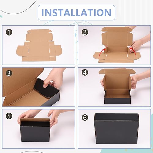 Miniatura 10 de EXYGLO Cajas de cartón de envío de 12 x 9 x 4 pulgadas para pequeñas empresas embalaje y correo paquete de 20 unidades color negro