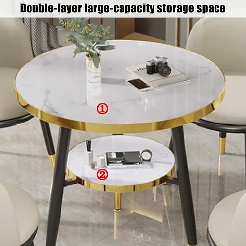 Miniatura 7 de YVYKFZD Office Reception Room Club Table, Simple Kitchen Dining Table Set with Storage Shelf, Round Conference Table for 4, Business Conference Room