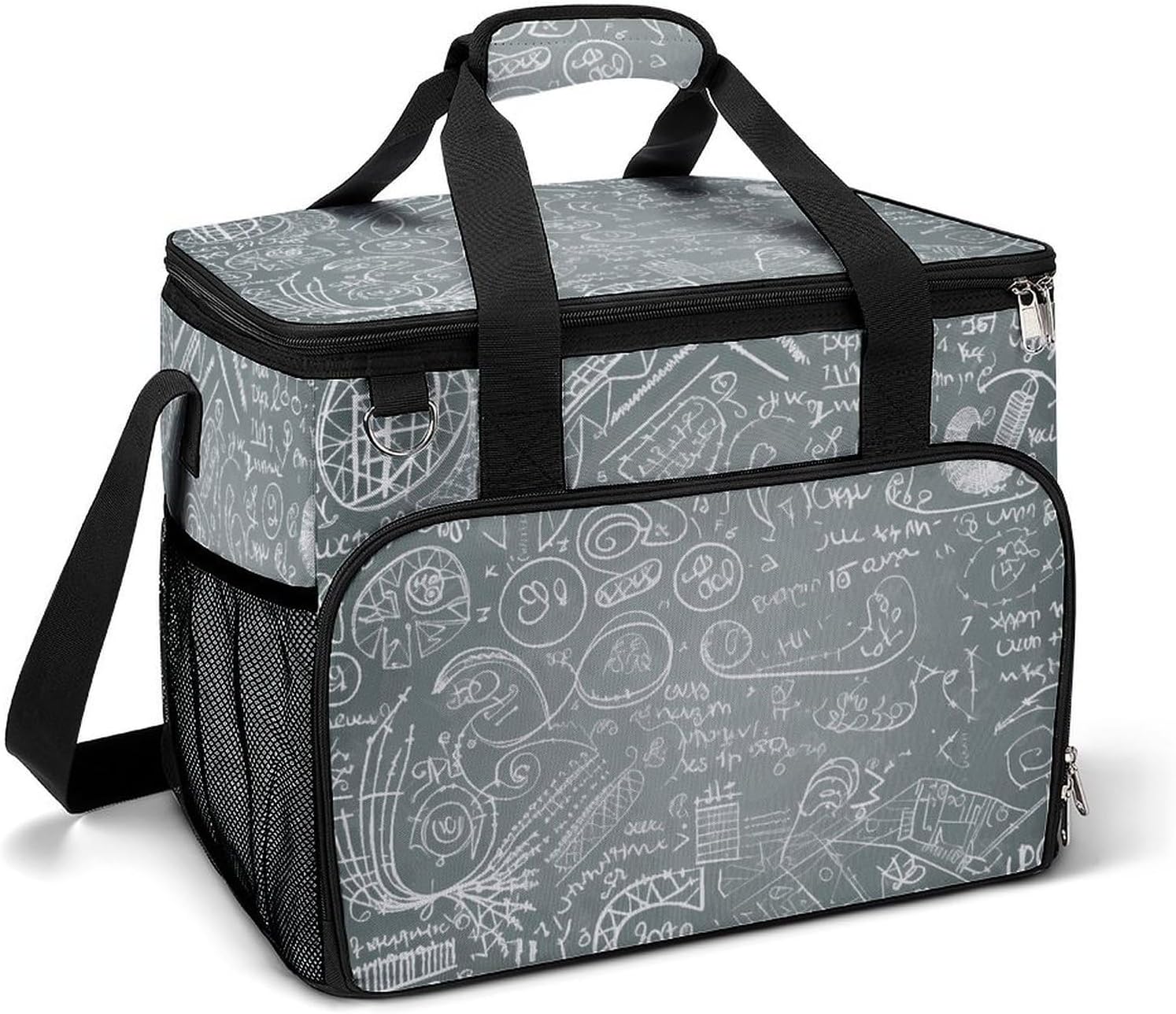 Insulated Picnic Backpack Tote Bag, Large Capacity 30L Math Question Cooler Bag Leakproof Beach Bags Portable Lunch Box Waterproof Picnic Basket for Beach Camping BBQ