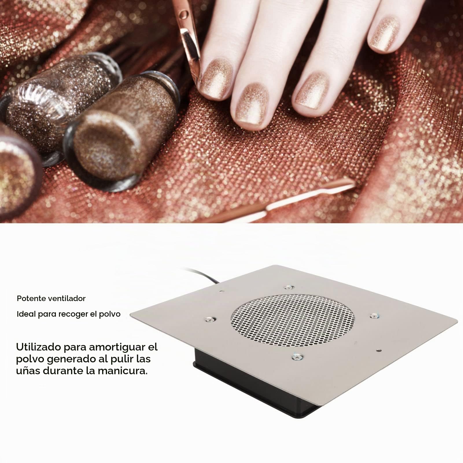 Sonew Aspirador Polvo de Uñas, Máquina Recolectora de Polvo de Uñas, Recolector de Polvo de Uñas, Aspiradora de Uñas, Extractor de Succión Al Vacío, Filtro Reutilizable