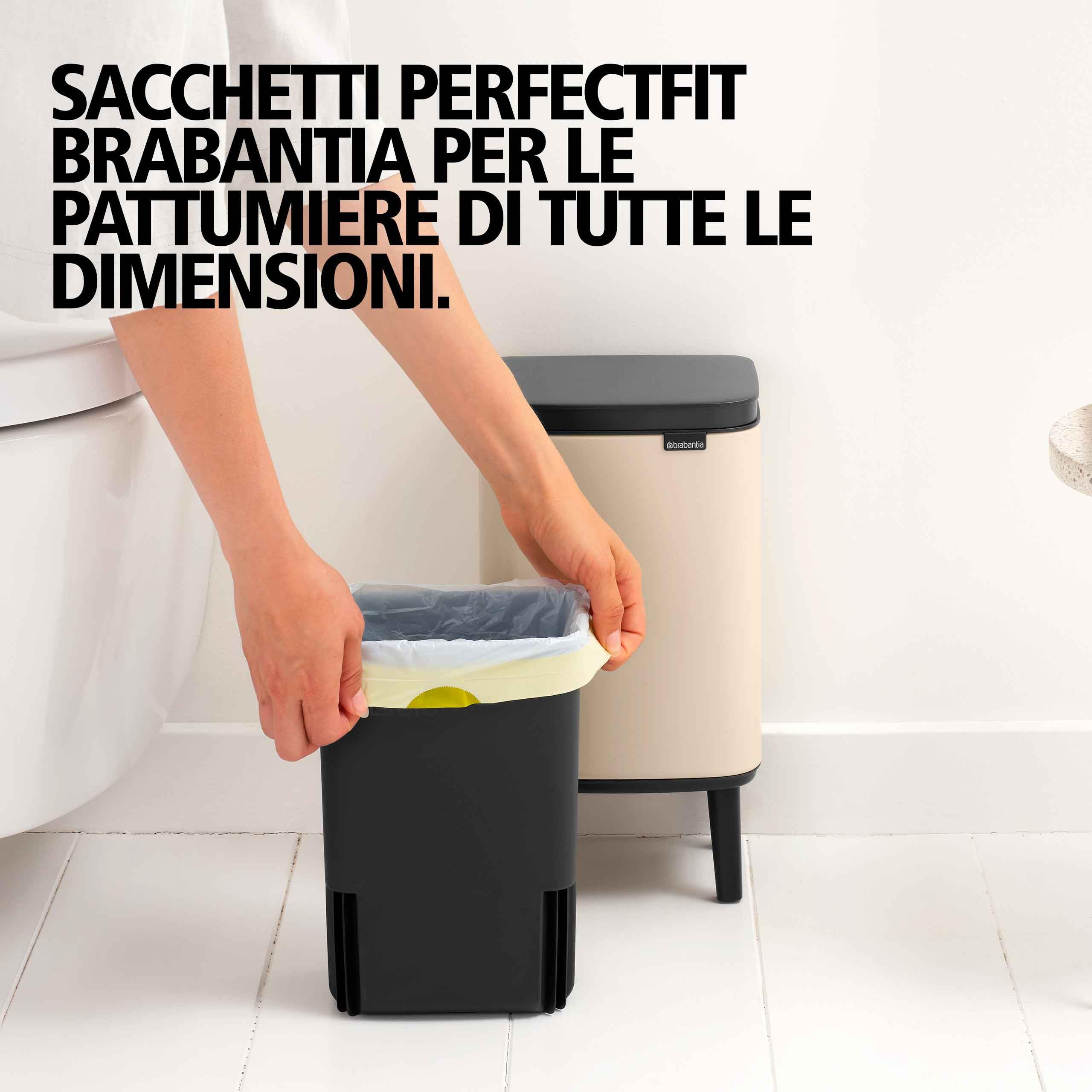 Brabantia Bo Hi 4L Pattumiera con coperchio Soft Close, Secchio Spazzatura ideale per bagno, camera da letto e ufficio, Cestino con secchio interno rimovibile e maniglia - Soft Beige