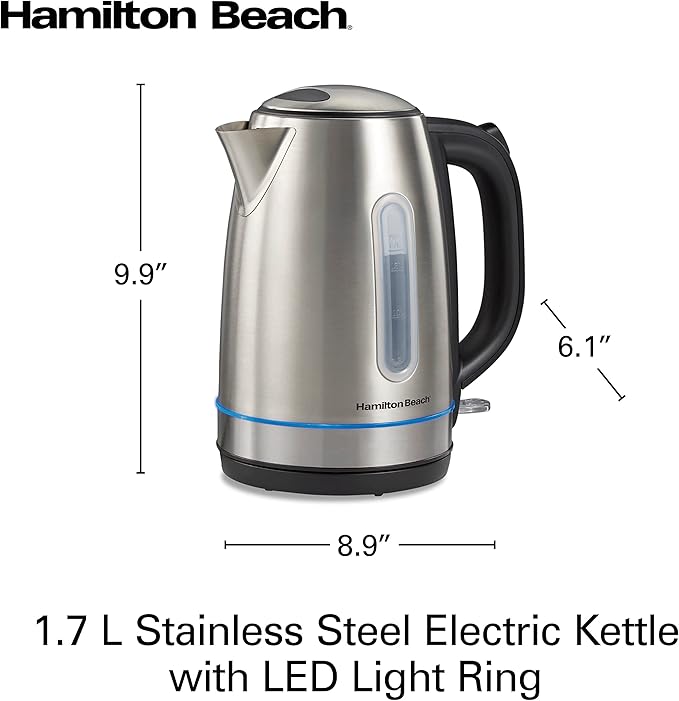Hamilton Beach Tetera Eléctrica 1.7L Acero Inoxidable 1500W miniatura 3