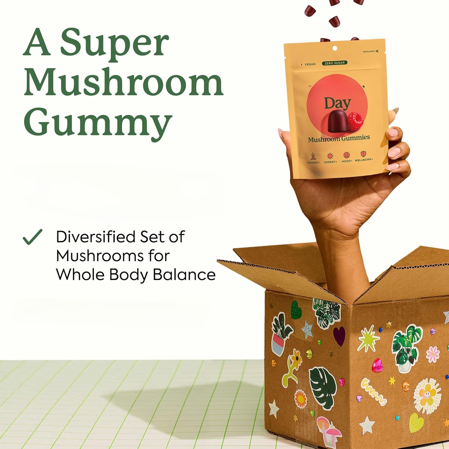Caramelle Gommose ai Funghi - - Supportano il sistema immunitario e migliorano l'umore, la risposta allo stress e l'energia negli adulti - Naturali, vegane,
