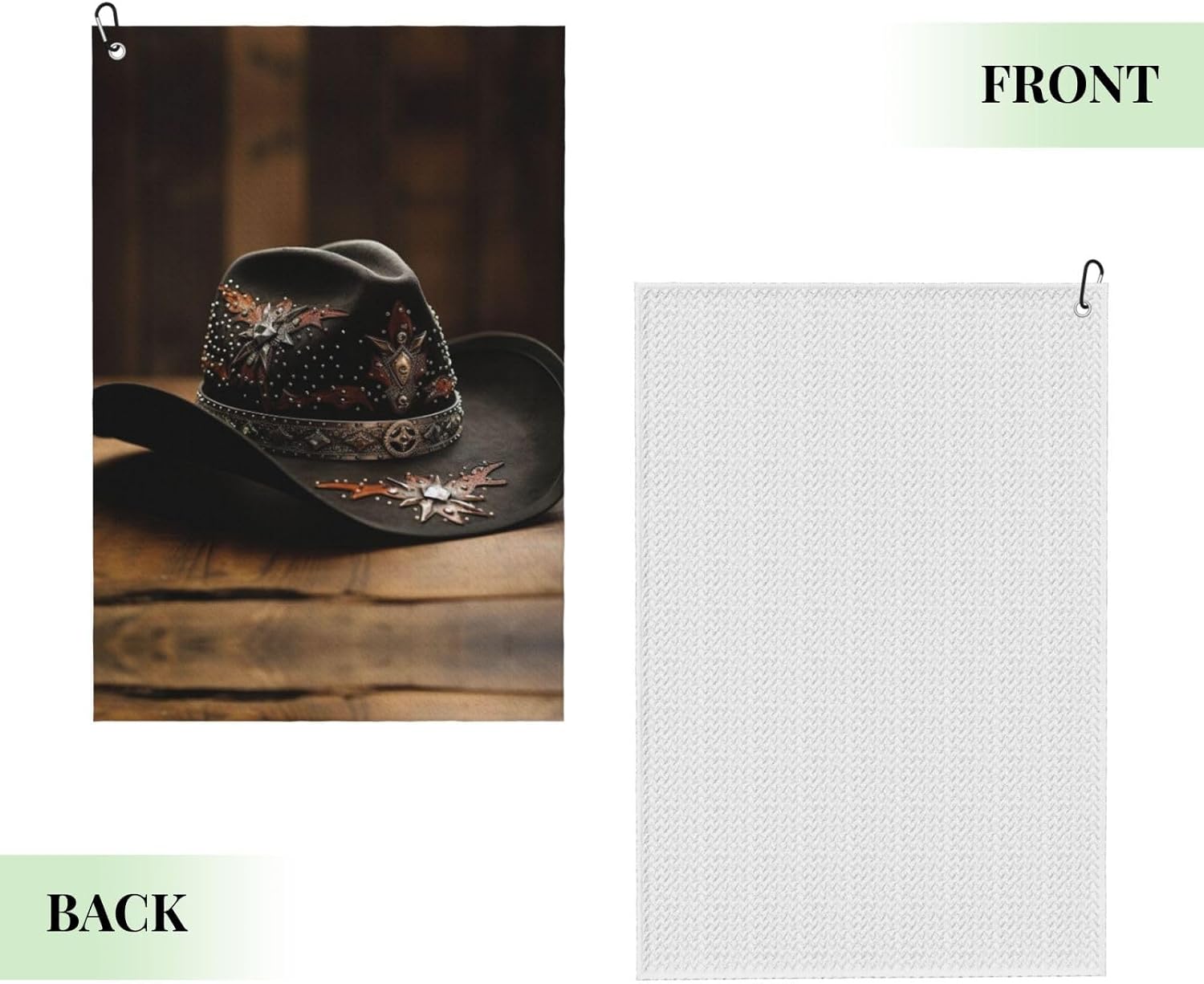 American West Rodeo Hat Print Microfiber Golf Towel with Clip Funny Golf Accessories Golf Gifts for Men Women Club Towels