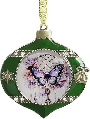 Adorno para árbol de Navidad, mariposa, atrapasueños, floral, cristal, adorno de Navidad, vacaciones, adorno colgante para árbol de Navidad,
