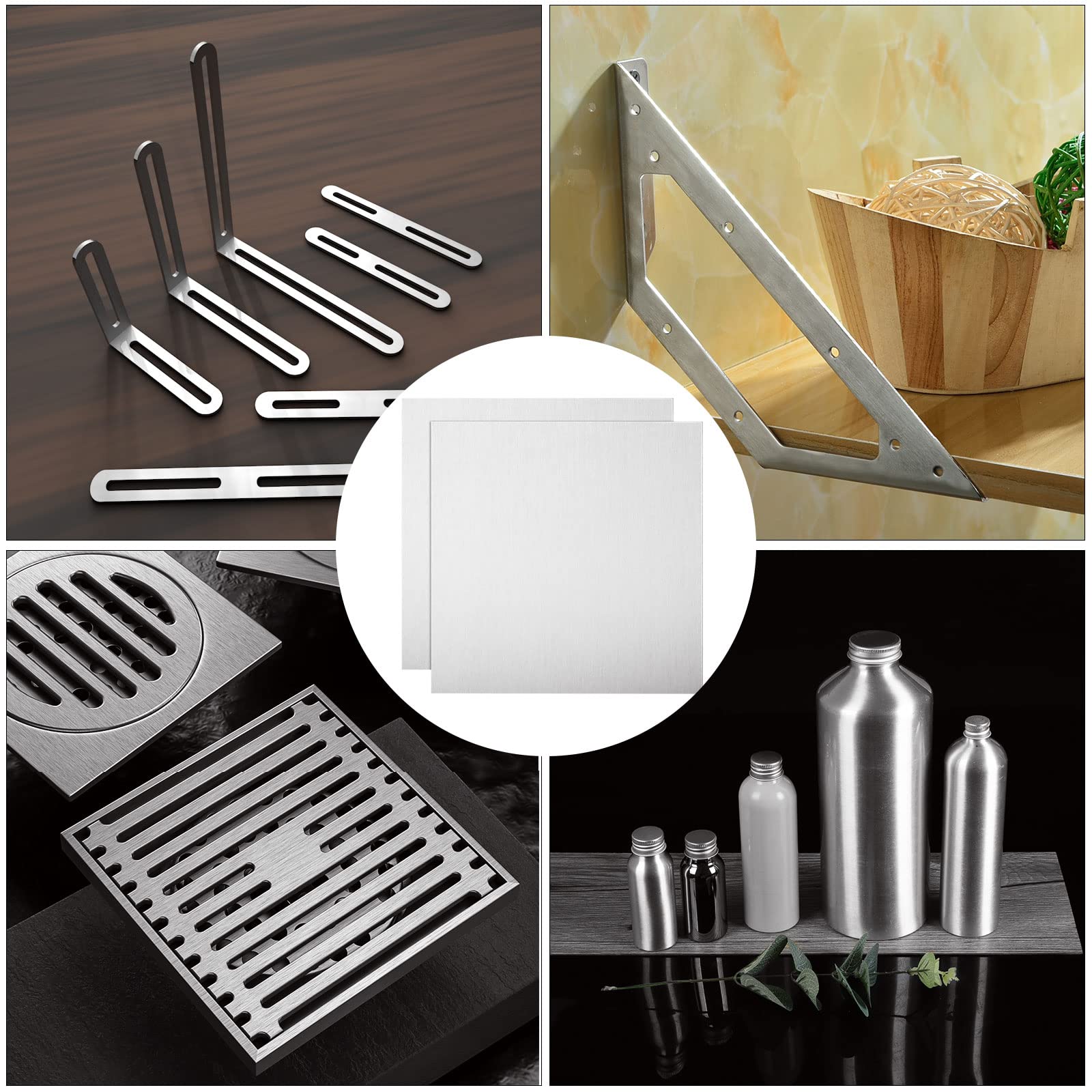 SENENQU Lot de 2 Plaque en Aluminium 3mm, 300 mm x 300 mm Panneau en Aluminium avec Film de Protection Feuilles, Panneau Plat en Alliage d'aluminium Argenté