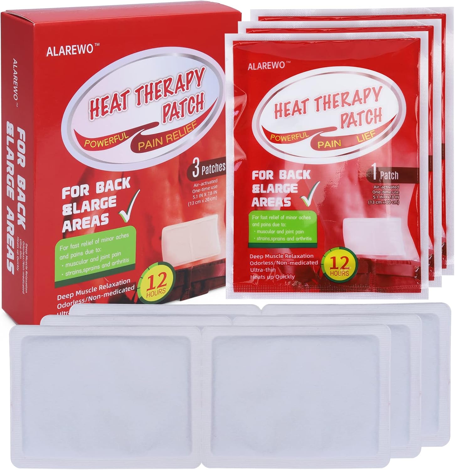 Heat Patches for Pain Relief, 3 Counts Air-Activated Patch for Joints, Waist, Legs, Abdomen, Shoulders, Cervical Spine, Can be in Direct Contact with Skin : Health & Household