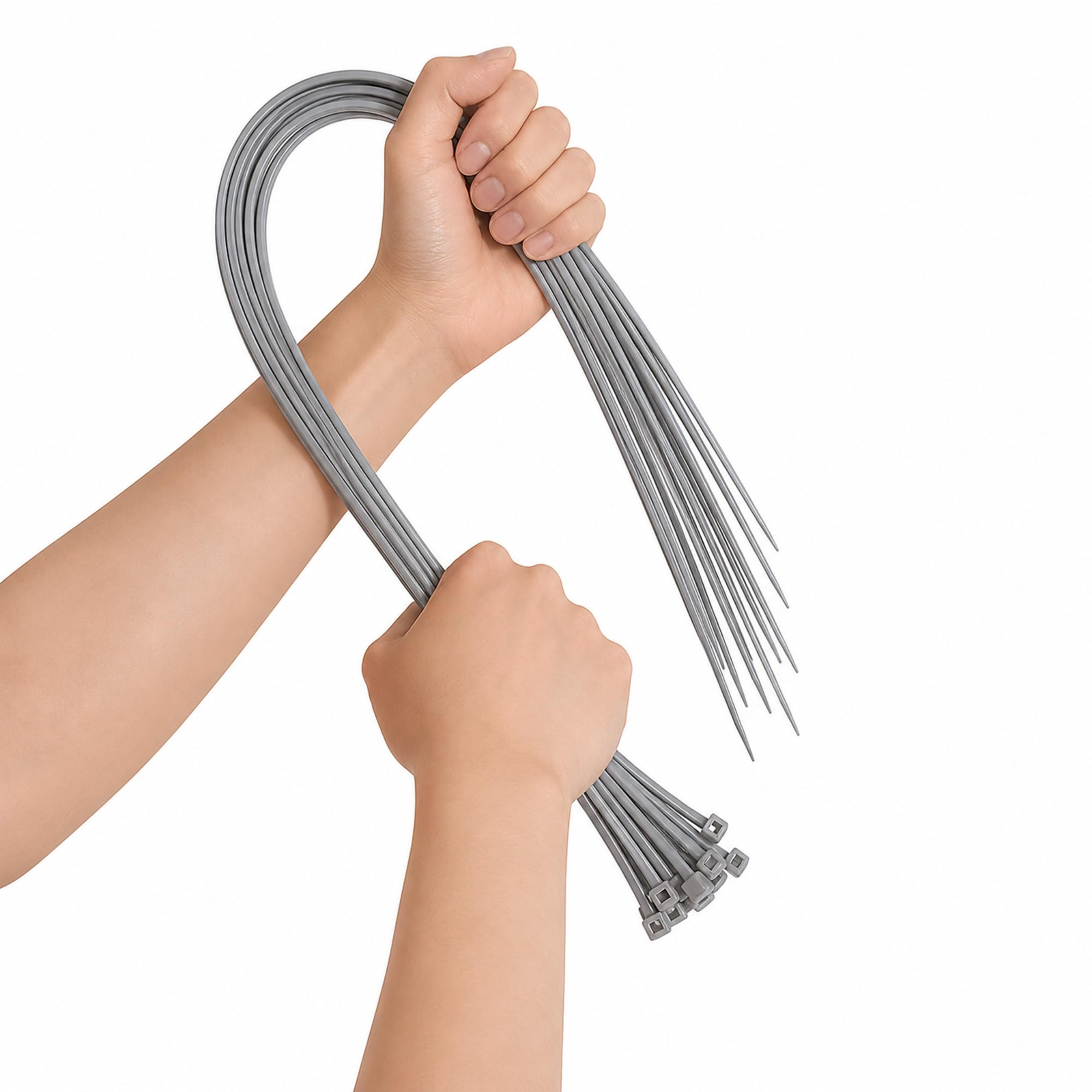 On1shelf Silver On1shelf® Heavy Duty Cable Ties Grey 450Mm X 7.2Mm Strong Long Nylon Pa66 Zip Tie Wraps 50 Pack 18 Inch For Cable Management, Garage, Garden & Electrical Use